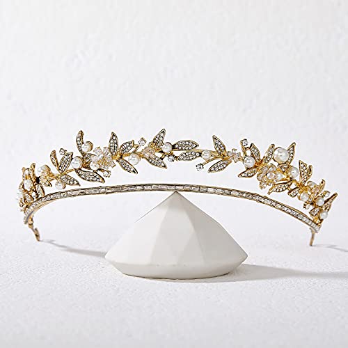 SWEETV Wedding Tiara for Bride, Gold Tiaras and Crowns for Women