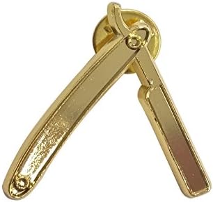 Barber Straight Razor Lapel Barber Pin Barbering Supply Razor Straight Edge Pin (Gold)