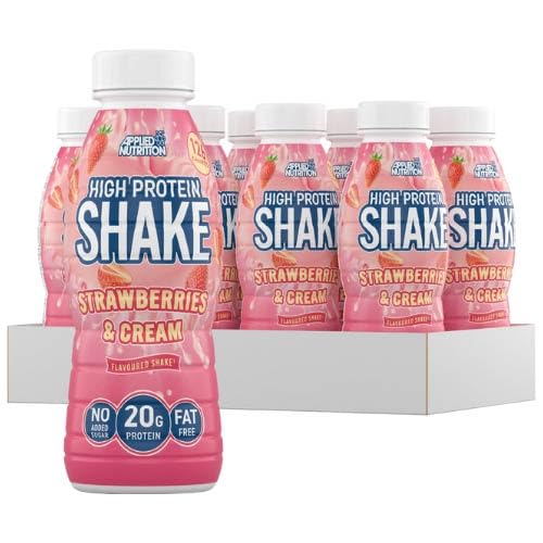 Applied Nutrition Protein Shakes - High Protein Shake Ready To Drink, Protein Drink With 42g Of Protein, Low Fat Protein Shake, On The Go Bottle - 8 x 500ml (Strawberries & Cream)