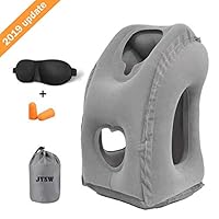 JYSW Inflatable Travel Pillow, Portable Airplane Pillow Multifunctional Neck and Head Support Lap Pillow for Airplanes Trains Buses and Office Napping (Gray)