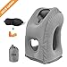 Inflatable Travel Pillow,U-Shaped JYSW Portable Airplane Pillow Multifunctional Neck and Head Support Lap Pillow for Airplanes Trains Buses and Office Napping with Eye Mask, Earplugs, Grey