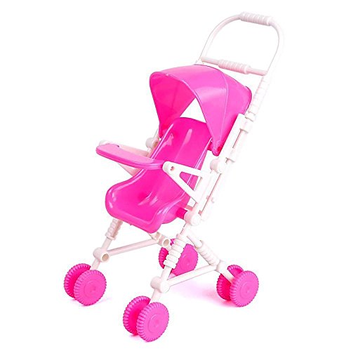 Shalleen DIY Assembly Baby Buggy Stroller Dollhouse Nursery Furniture Toy For Barbie Doll