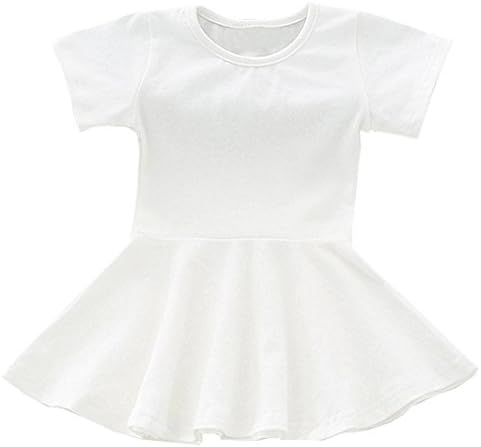 Baby Girl's Cotton Dress Toddler Solid Dresses Girls Casual Ruffle Dress Infant Long Sleeve Cream Dresses