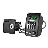 ammoon Acoustic Guitar 4-Band EQ Equalizer Tone and Volume Amplifier Preamp Piezo Pickup with Chromatic Tuner LCD Display