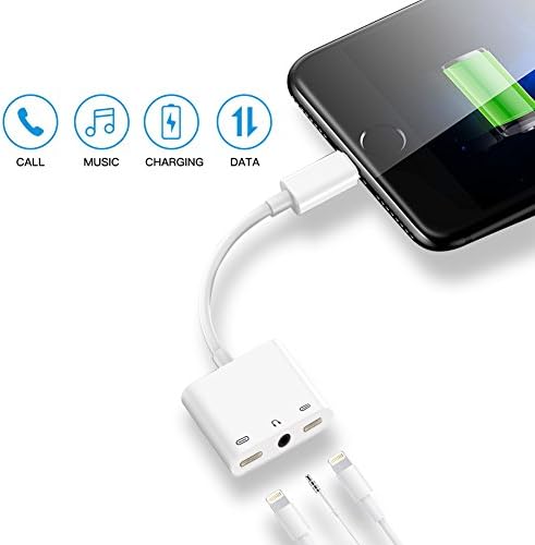iPhone 7/7plus/8/8plus/X Adapter 3 in 1 Dual Lightning+3.5mm Aux Adapter Splitter and Lightning For iPhone 7/7plus 8/8plus X Support iOS 10.3 and later