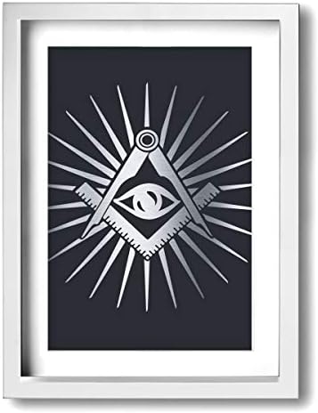 Aames White 12" X 16" Poster Framed - Display Vertically On A Wall Freemason All Seeing Eyes Plexiglass Canvas Prints