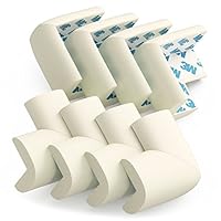 Sure Basics Baby Safety Corner Protectors - Pre-applied 3M Tape, Childproof Tables and Furniture Sharp Corners, Edge Guard Cushion, 8 Pack, (Off White)