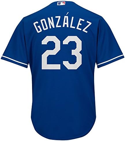 Mens Baseball Jerseys #23 Adrian Gonzalez White Blue Replica Jersey