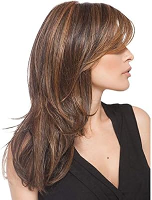 Z 55cm 20inch Long Layered Synthetic Side Bangs Full Hair Wigs For