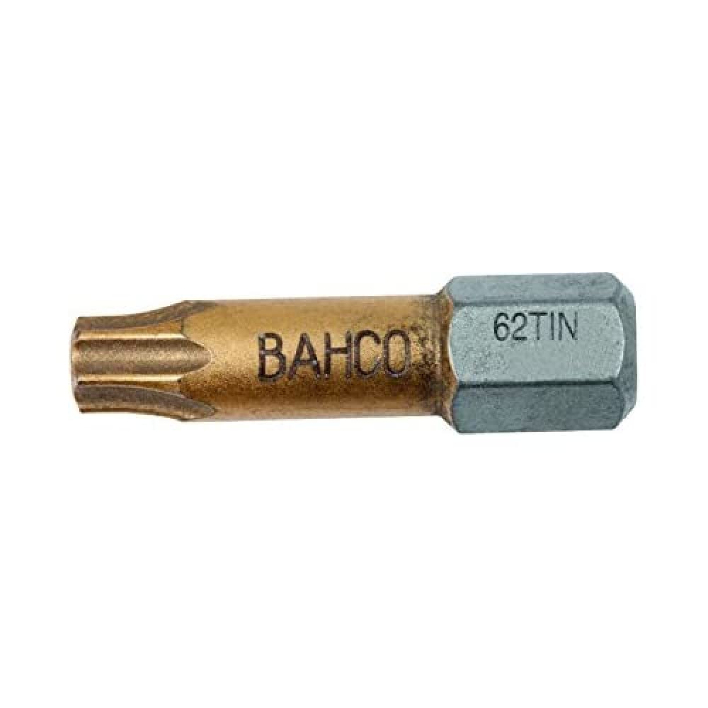 Bahco 62TIN/T10 T10 Tin Bit for Torx Head Screws, Gold/Grey, 25 mm, 10-Piece
