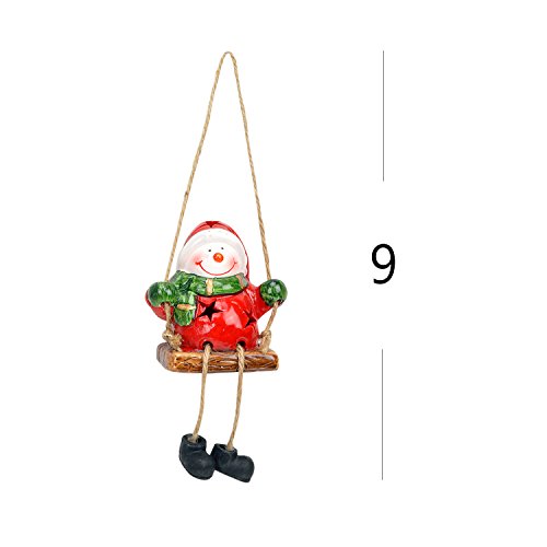 Evelyne GMT-10309-3 3-Piece Set Holiday Season Ceramic Christmas Haning Ornaments Decorative Display - Santa Claus