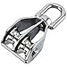 DasMarine 3 Pack M20 Double Pulley Block in 304 Stainless Steel Crane Swivel Hook Double Pulley Roller Loading (M20)