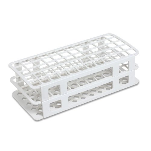 Plastic Test Tube Rack, Holds 60, for 15/17mm Dia. Tubes White