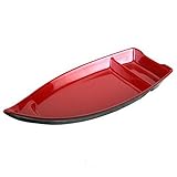 JapanBargain 2385-J Two Tone Plastic Sushi Boat Serving Plate, Black/Red