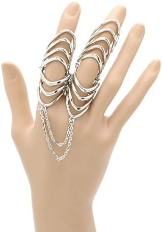 Silver armour knuckle layered metal ring Fashion Jewelry FancyCharm