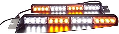 Oglight 32W32LED Visor Light Hazard Emergency Warning Windshield Strobe Lightbar(Amber&White)