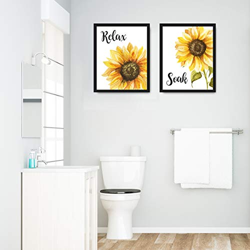 Sunflower wall art Print Sunflower Bathroom Decor Relax Soak Unwind Breathe Wall Art Great