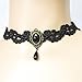 Charm.L Grace Black Flower Lace Gothic Lolita Beads Pendant Choker Necklace