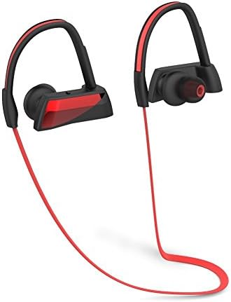 Headphones, Matacol Wireless Sports Passive Noise Cancelling Earphones Earbuds with Microphone, Volume Control, Stereo Sound, Red