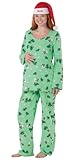 PajamaGram Women 's Let It Snow, Man Maternity Pajamas Green X-Large / 16