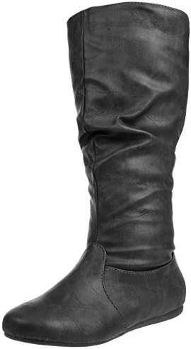 Women's Winter Fashion High Mid Calf Slouchy Flat Casual Dress Boot