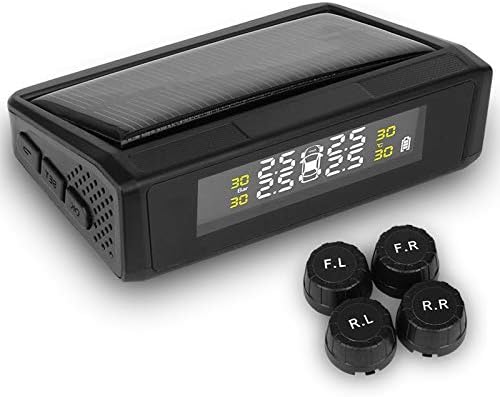 Backber Universal Solar Car Tyre Pressure Monitoring System With 4 External Sensors, External-Digital Lcd Monitor, Auto Cars Safety Alarm