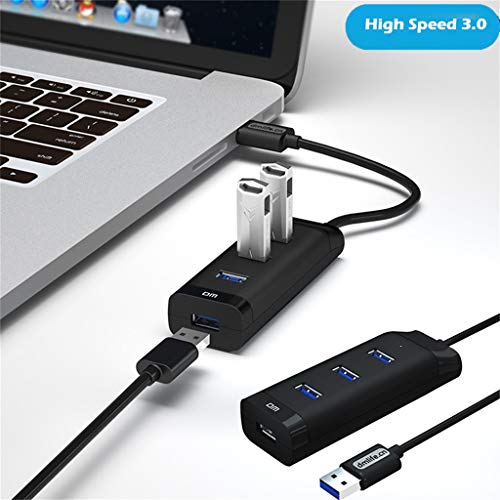 Aobiny Slim Size Design USB2.0 SuperSpeed 4-Port 5Gbps Hub with ON/Off Switch (BlackB)