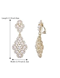 BriLove - Pendientes colgantes para mujer con perlas de imitación de cristal de rombo para boda