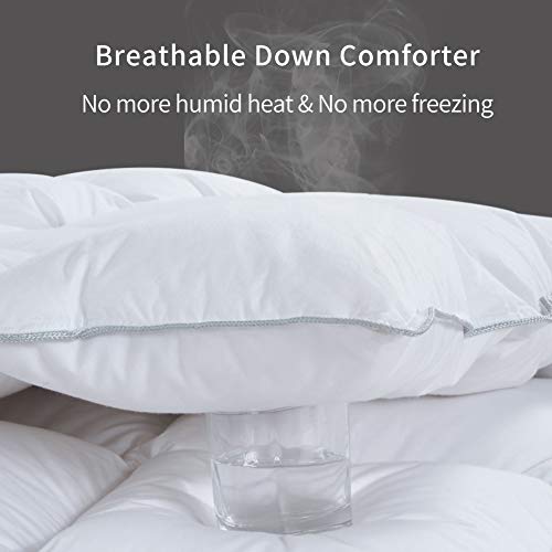 HOMBYS All Season Goose Down Feather Comforter Queen Size White Duvet