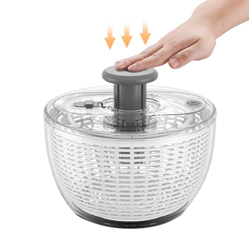 6L Salad Spinner with Bowl Large Vegetable Fruit Washer Quick Spinner Dryer | Manual Lettuce Mixer, Veggies Quick Dryer, with Food Draining Basket Lid, Salad Making Bowl Colander