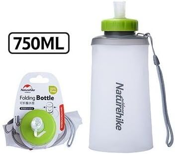 Collapsible Water Bottle, BPA Free Silicone Folding Portable Drinking Bag (750mL, White)