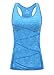 DISBEST Yoga Tank Top, Women's Performance Stretchy Quick Dry Sports Workout Running Top Vest with Removable Pads, Fluorescent Blue, XL/US 10