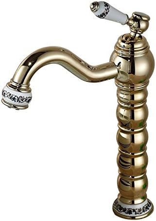 Oulantron Ti-pvd Finish Countertop Faucet Tall Single Handle Vessel Sink Mixer Tap