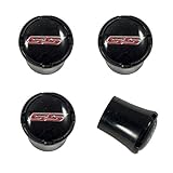SS Super Sport All Black & Red Chrome Logo Emblem Tire Air Valve Stem Caps