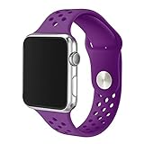 Kobwa 38MM/42MM Watch Band for Apple Watch, Soft Silicone Sport Strap with Ventilation Holes Smart Watch Bracelet Replacement Bands For Iwatch Series 1 Series 2