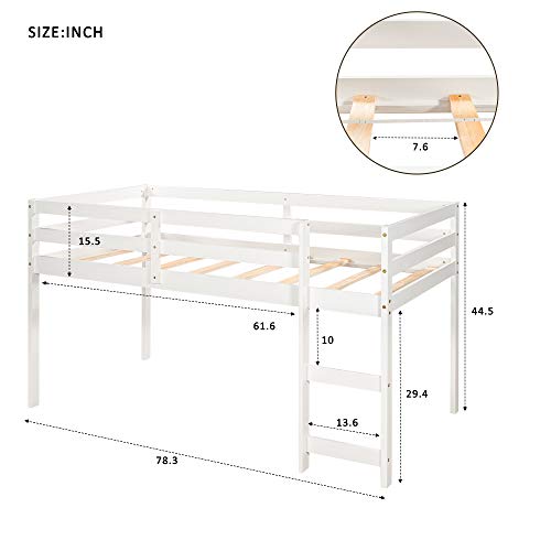 Merax Twin Loft Bed Low Study Twin Size Bed with and Rolling