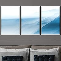 3 Piece Framed Canvas Wall Art Blue Sunset Canvas Prints Home Artwork Decoration for Living Room,Bedroom - 16