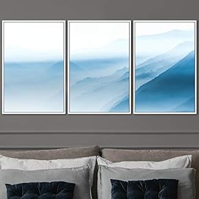 signwin 3 Piece Framed Canvas Wall Art Blue...