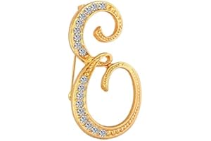 DSADKI A-Z Initial Pins 26 Letters Pins Gold Plated Metal Brooches - Clear Crystal Rhinestone Brooch Breastpin for Women