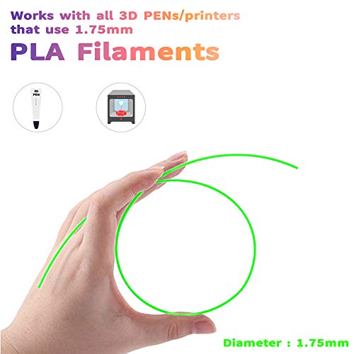 7TECH 3D Pen/Printing/Drawing Pen Filament Refills PLA 1.75mm 30 colors, 300 Feet with 280 Stencil E-book (wood,silver,gold,copper,6 Fluo,20 Common),High-Precision Diameter Filament for Tecboss Nulaxy