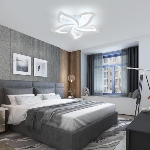 Comely 60W 6750LM Modern White LED Ceiling Light 6750LM Elegant Acrylic Petal Design Ideal for Living Room, Bedroom, Dining Room or Bathroom 6500K Cool White 600K