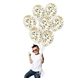 Treasures Gifted Gold Confetti Balloons 12 Pack 12 Inch Latex Clear Balloon with Star Confetti for Birthday Graduation Wedding Party Decorations