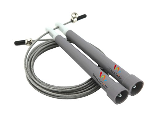 Wacces Premium Quality Adjustable Double Unders High Speed Jump Rope for Boxing, Martial Arts and Fitness (Gray)