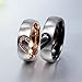LineAve His or Her Couple Matching Heart Ring Mens Womens Wedding Band Stainless Steel