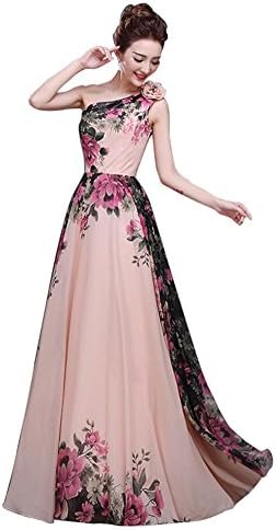 Princess Yue Prom Dresses 2016 Floral Print Prom Dress Womens Formal Dresses US14 One Shoulder