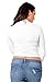 Hollywood Star Fashion Women's Long Sleeve Mock Neck Crop Top (Small, White)