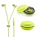 Amberetech Cute 3.5mm in Ear Earphones Earbuds Headset with Macaron Earphone Organizer Box Case for iPhone,for Samsung,for Mp3 iPod Pc Music (Green)