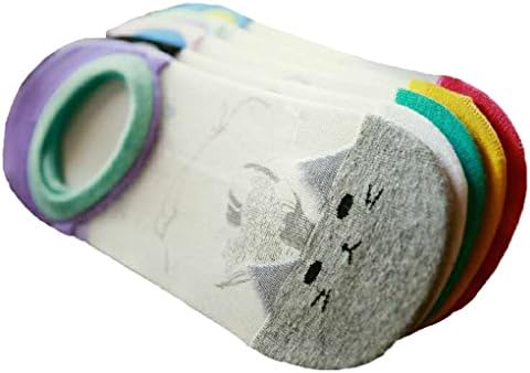Portsur Womens 5 Pairs Cute Cat Candy Color Crystal Silk Cotton Socks Ship Socks 5 Color