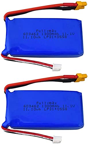 ZYGY 2PCS 11.1V 1300mAh XT30 lithium battery for Wltoys XK X450 Remote Control fixed-wing gliding aircraft battery