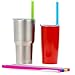 Big Reusable Straws for Smoothies and for 30 oz Tumbler Yeti/Rtic - 6 Straight Wide Reusable Straws + 2 Brushes + 1 Red Storage Pouch - Reusable Drinking Straws Set - Silicone Straws Bundle